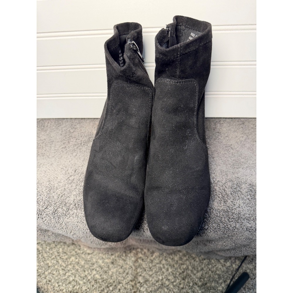 Kohls SO Womens Black Faux Suede Block Heel Sock Ankle Boots 7.5 M